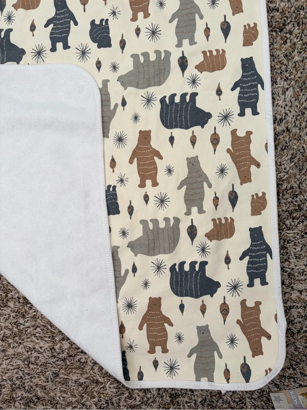 Kids towel blanket with Bear Print - Brown, Gray, Black